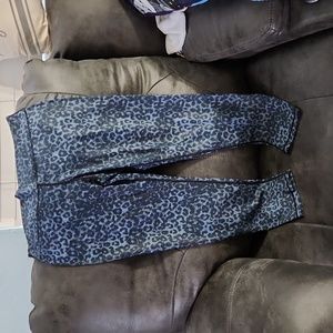 Zyia Active Black and Blue Cheetah Print Leggings Gently Used Size 16-18